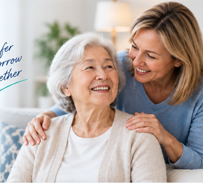 Older adult enjoying independent living with caregiver support